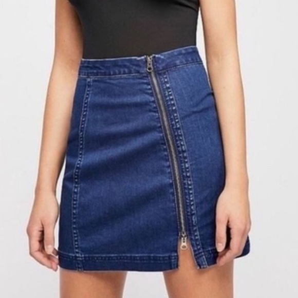Free People This Way or That Way Zip Up Mini Skirt sz 12 - Picture 1 of 11